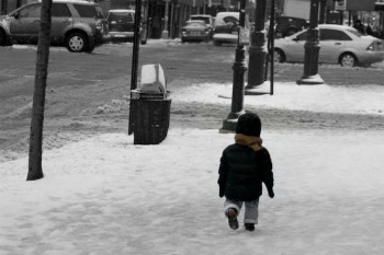 lonely kid walking